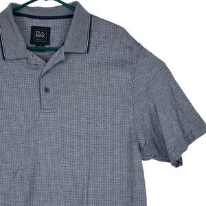 Jos. A. Bank Polo Shirt Mens XL Navy Blue Geometric Traveler 100% Cotton